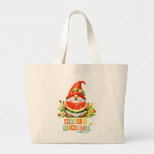 Hello Gnome Summer Large Tote Bag