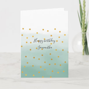 Hello Gold Mint Confetti Ombre Card