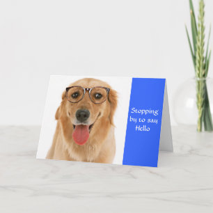Hello Golden Retriever Dog & Glasses Greeting Card