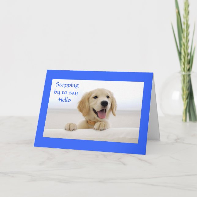 Hello Golden Retriever Puppy Greeting Card (Front)