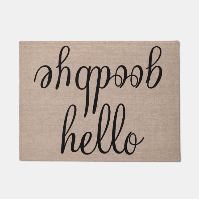 Hello goodbye funny quote saying humour hipster ju doormat (Front)