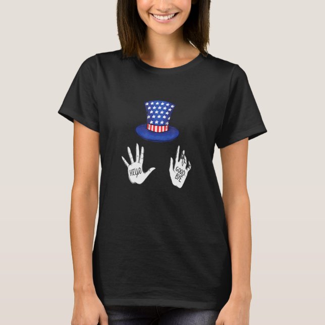 Hello Goodbye Hands Academy Patriotic 4th Of July  T-Shirt (Front)