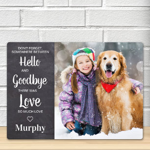 Hello Goodbye Pet Memorial Personalised Dog Photo Plaque