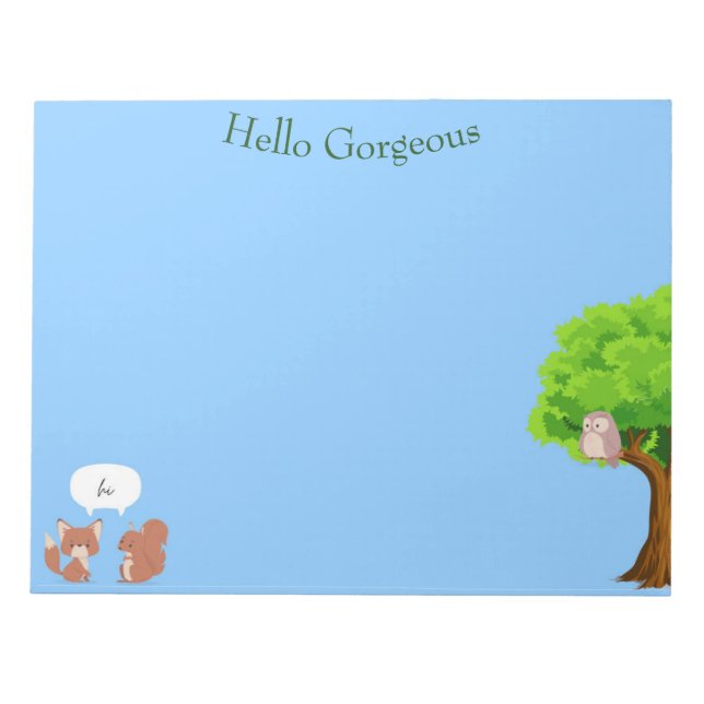Hello Gorgeous animal notepad for making lists (Front)