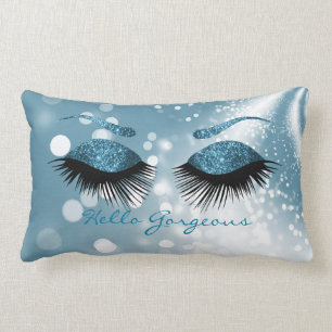 Hello Gorgeous - Blue Eyelash and Brows Lumbar Cushion