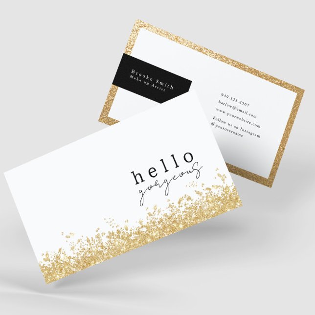 Hello Gorgeous Elegant Black and Gold Luxury  Business Card (Creator Uploaded)