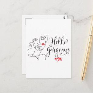 Hello Gorgeous Face illustration    Postcard
