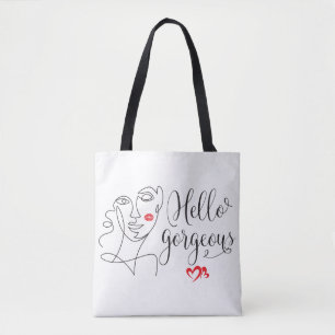 Hello Gorgeous Face illustration   Tote Bag