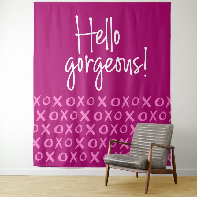 Hello Gorgeous Galentine's day xoxo backdrop  Tapestry (In Situ)