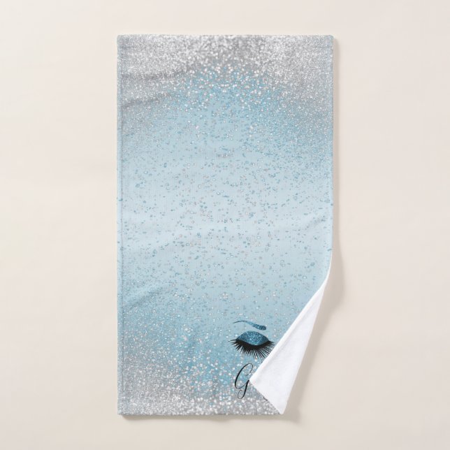 Hello Gorgeous - Glamourous Eyelashes -Blue Bath Towel Set (Hand Towel)