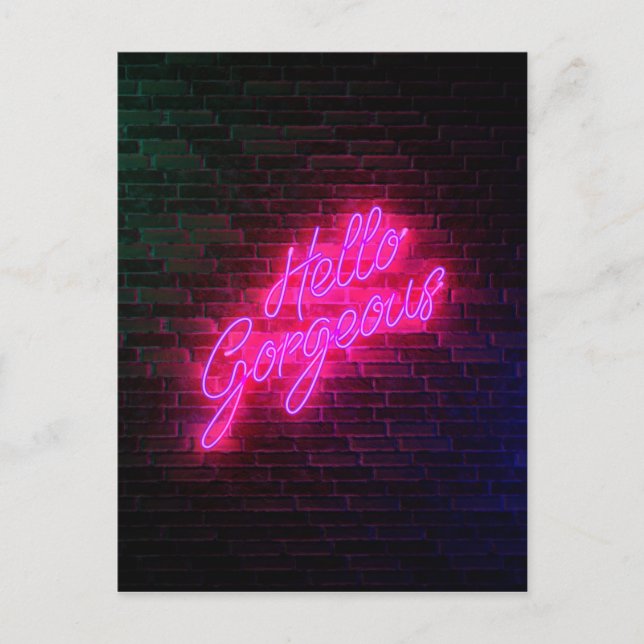 Hello Gorgeous - Neon SIgn Postcard (Front)