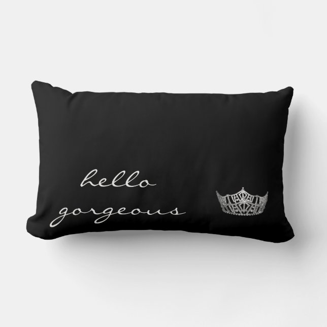 Hello Gorgeous Pageant Crown Pillow (Front)