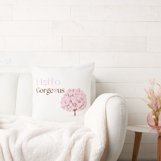 Hello Gorgeous, Pink Blossom Tree Cushion (Couch)