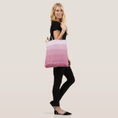 Hello Gorgeous Pink Watercolor Dipdye Stripe Tote Bag (On Model)