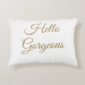 hello gorgeous text decorative cushion