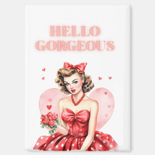 Hello Gorgeous Vintage Valentine Pin-Up Magnet