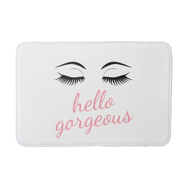 Hello Gorgeous with Pretty Eyelashes Glamorous Bath Mat (Front)