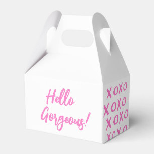 Hello Gorgeous! XOXO magenta pink white Favour Box
