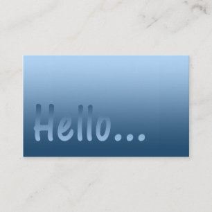 Hello Gradient One Colour Blue with Custom Text Business Card