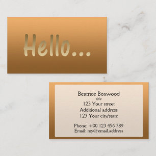 Hello Gradient One Colour Gold with Custom Text Business Card