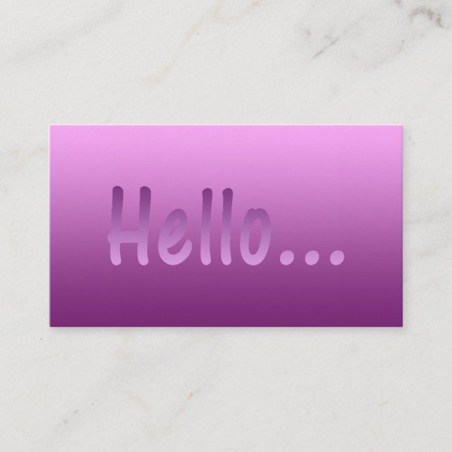 Hello Gradient One Colour Pink with Custom Text Business Card (Front)