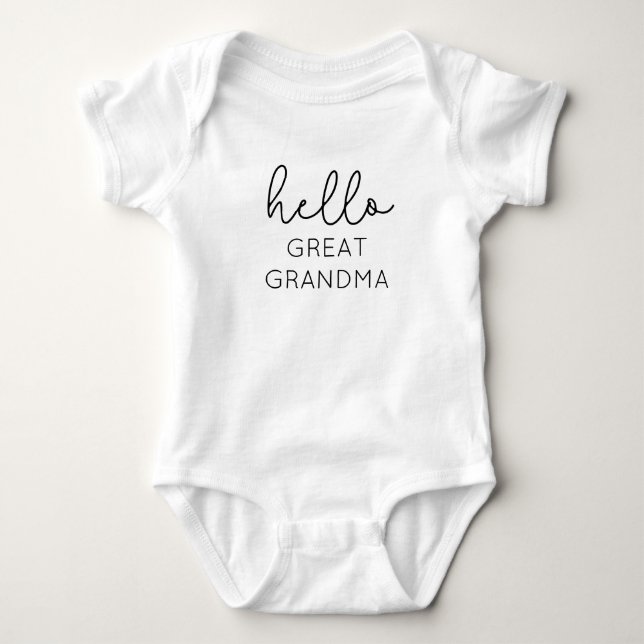 Hello Great Grandma Pregnancy Announcement Reveal Baby Bodysuit (Front)