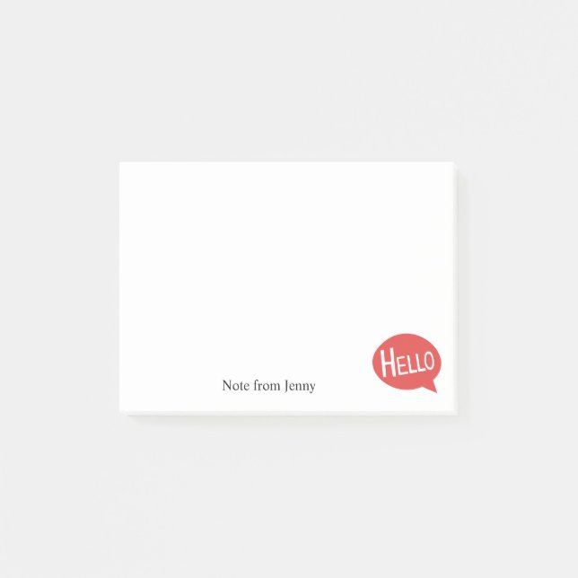 Hello Greeting Red Bubble Custom Text Name Post-it Notes (Front)