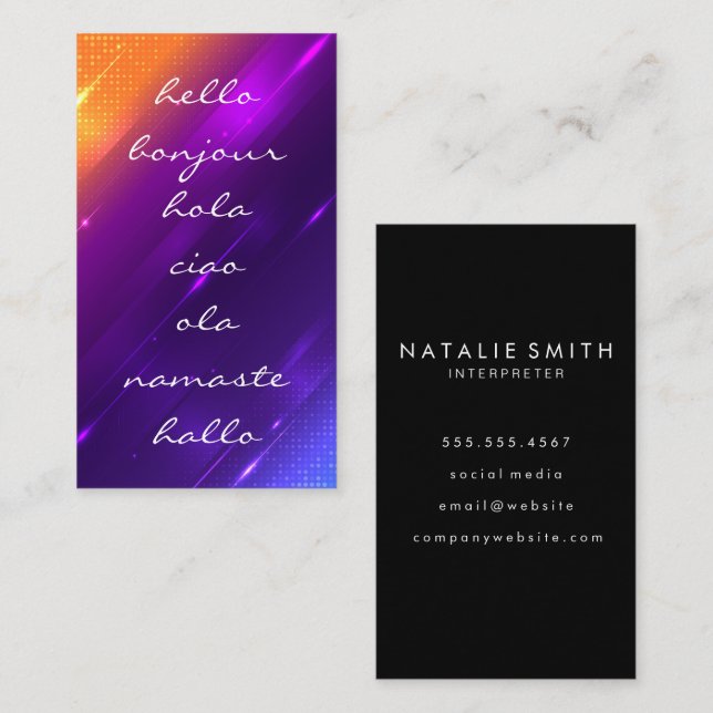 Hello Greetings | Modern Colourful Gradient Business Card (Front/Back)