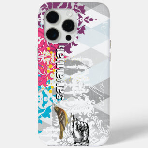 Hello Grey and Blue Linen Pattern iPhone 6 Plus iPhone 15 Pro Max Case