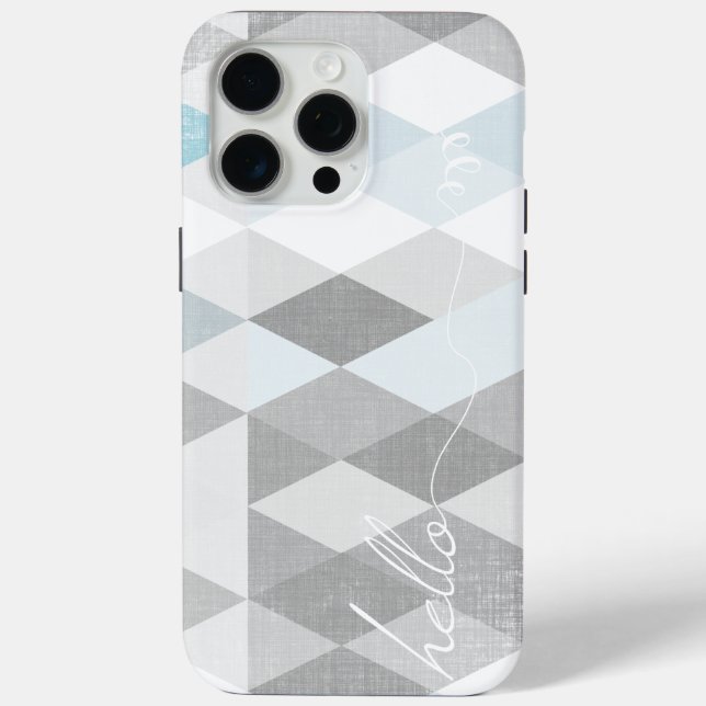 Hello Grey and Blue Linen Pattern iPhone 6 Plus Case-Mate iPhone Case (Back)