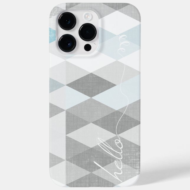 Hello Grey and Blue Linen Pattern iPhone Case-Mate iPhone Case (Back)