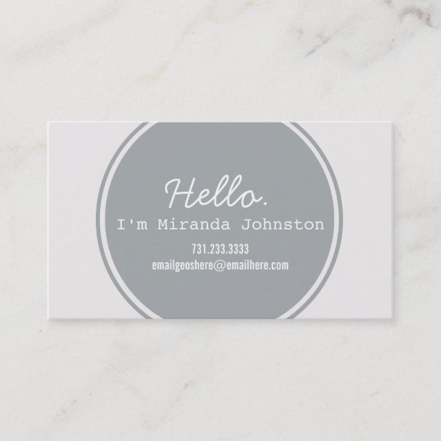 Hello Grey Circle Design Calling Cards (Front)
