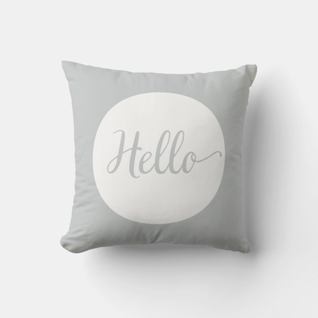 Hello Grey Grey White Reversible Cushion (Front)