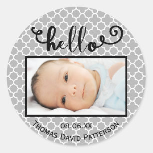 hello grey pattern/photo - Circle Sticker