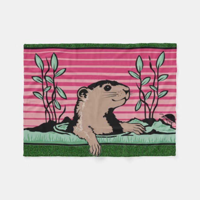 Hello, Groundhog's Shadow - Fleece Blanket (Front (Horizontal))
