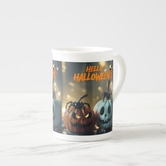 Hello Halloween! Bone China Mug (Front Right)