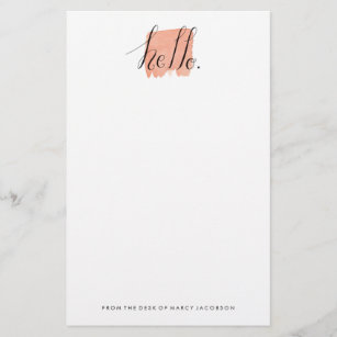 hello hand lettered watercolor stationery