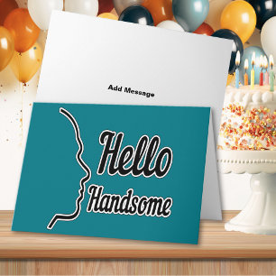 Hello Handsome Profile Face Drawing Typography Card