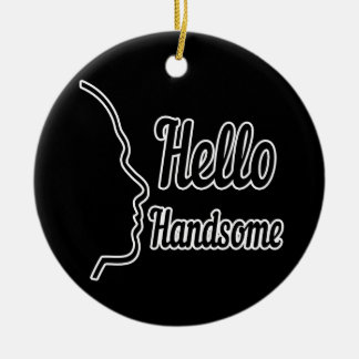 Hello Handsome Profile Face Drawing Typography Ceramic Tree Decoration