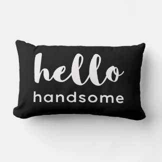 Hello Handsome Reversible Black White Design Lumbar Cushion