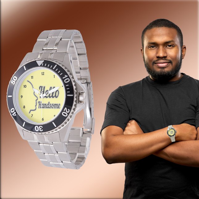 Hello Handsome Typography and Face Profile Outline Watch (Hello Handsome Typography and Face Profile Outline Watch)