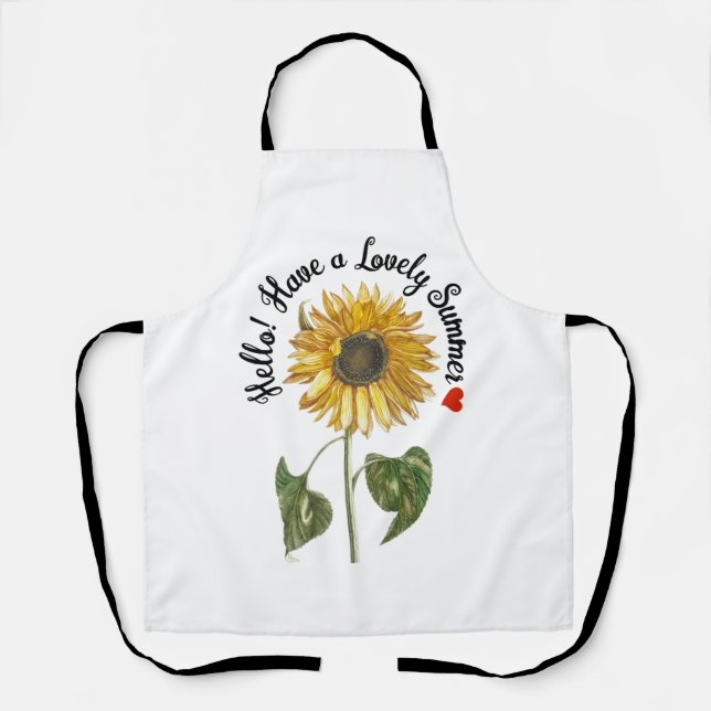 Hello! Have a Lovely Summer - Vintage Sunflower  Apron (Front)