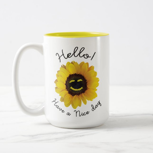 Hello ! Have a nice day Two-Tone Coffee Mug (Left)