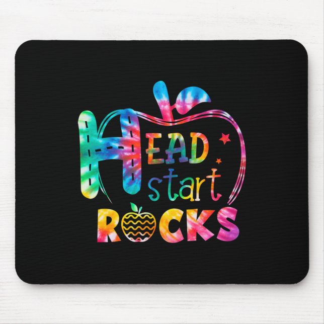 Hello Head Start Rock Tie Dye Back to School Teach Mouse Pad (Front)