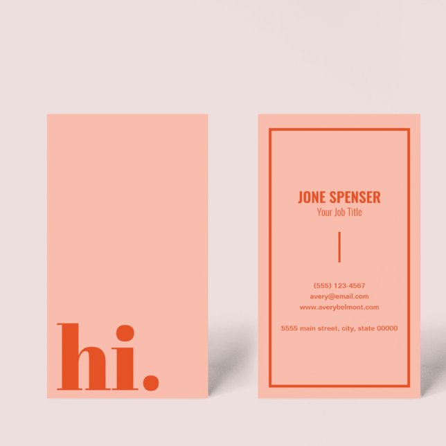 Hello Hi Casual Red & Pink Typography Retro  Business Card (Creator Uploaded)