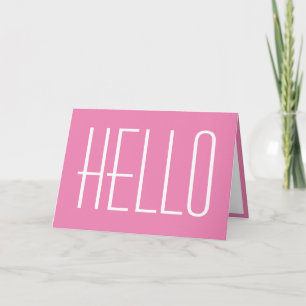 Hello Hi Pink Simplistic Typography Minimalist Card
