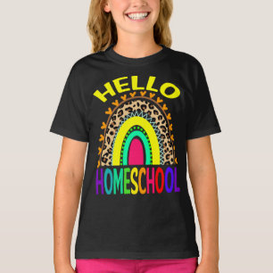 Hello Homeschool Rainbow Leopard Back To School T-Shirt