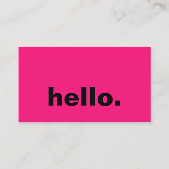 Hello Hot Pink Fuchsia Colourful Typography Custom Business Card (Front)
