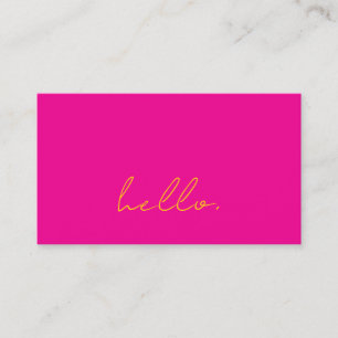 Hello Hot Pink Orange Script Typography Modern Business Card