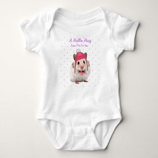 Hello Hug Hamster Baby Bodysuit (Front)